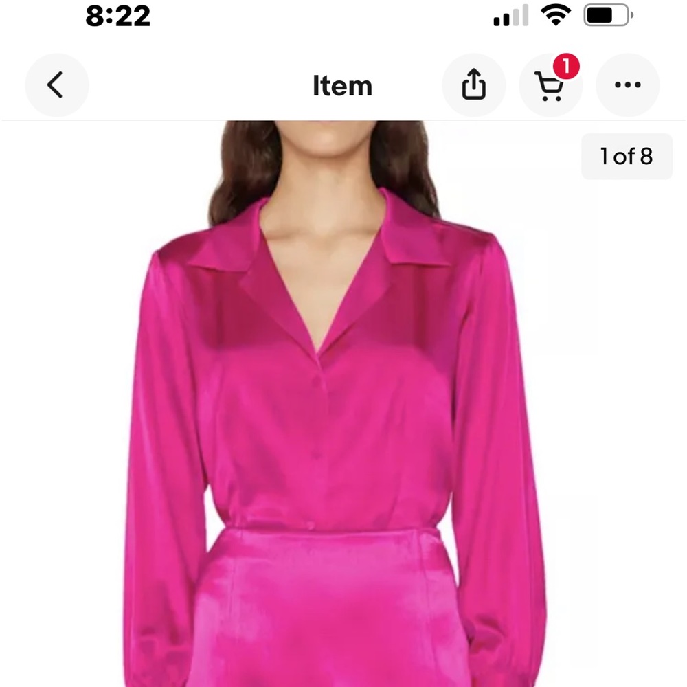 FRAME Magenta Silk Blend The Femme Button Down  blouse is OMG beautiful!